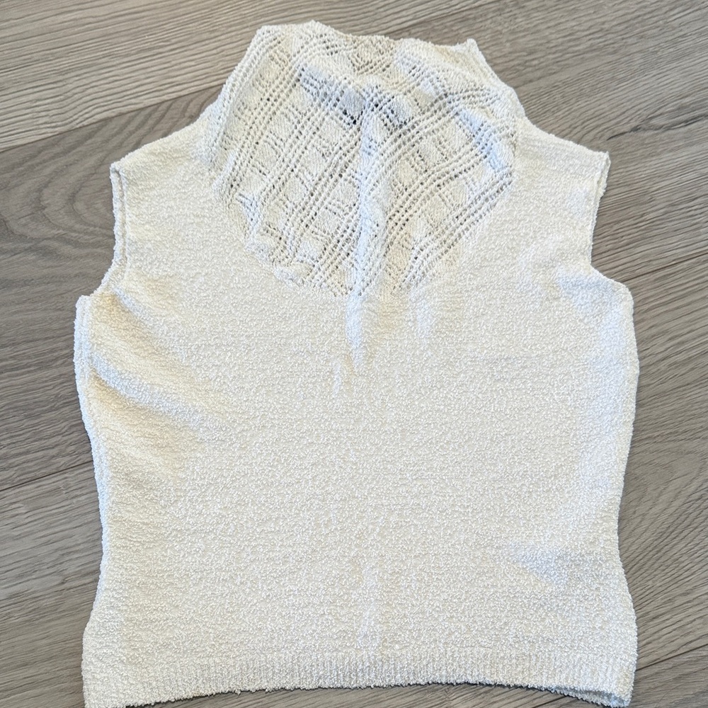 PAIGE Cream Crochet Openwork Sleeveless Top